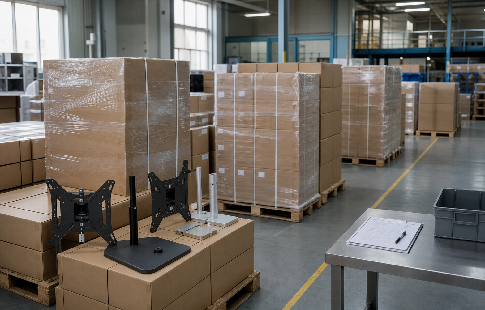 Warehouse pallet visual for export shipment preparation